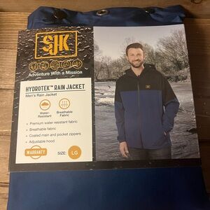 NEW SJK Men's Blue and Black Hydrotek Rain Jacket